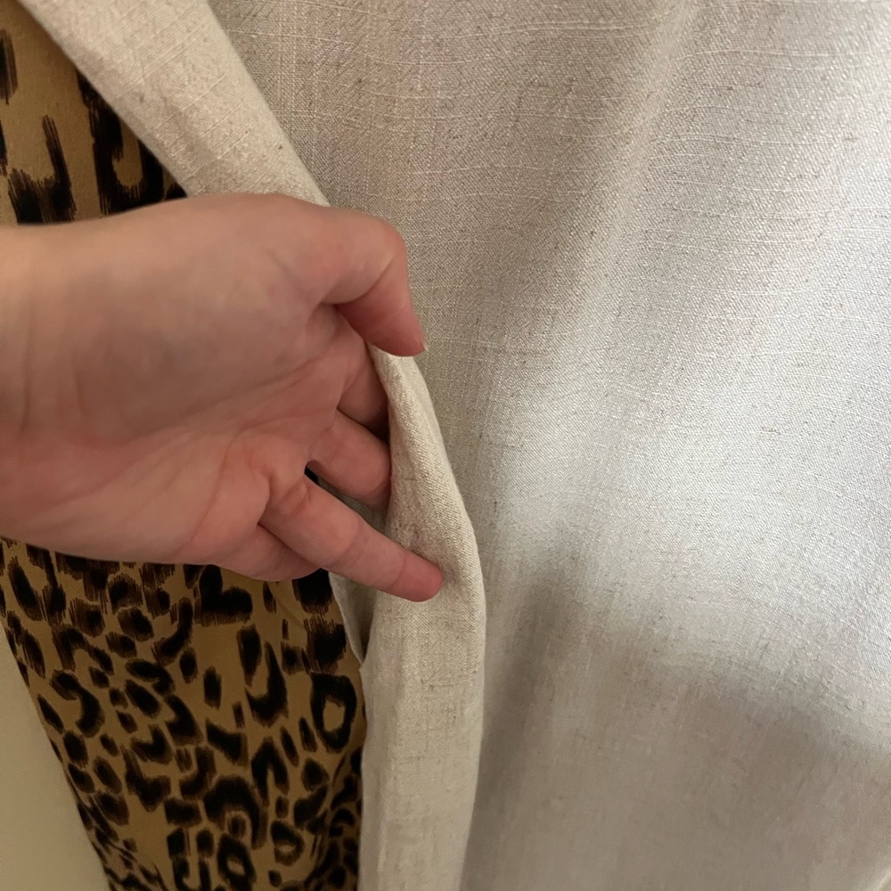 Umgee XL Leopard Back Linen Hi Low Dress Raw Fringe Hem Beach Boho Vacay Women - Picture 9 of 11